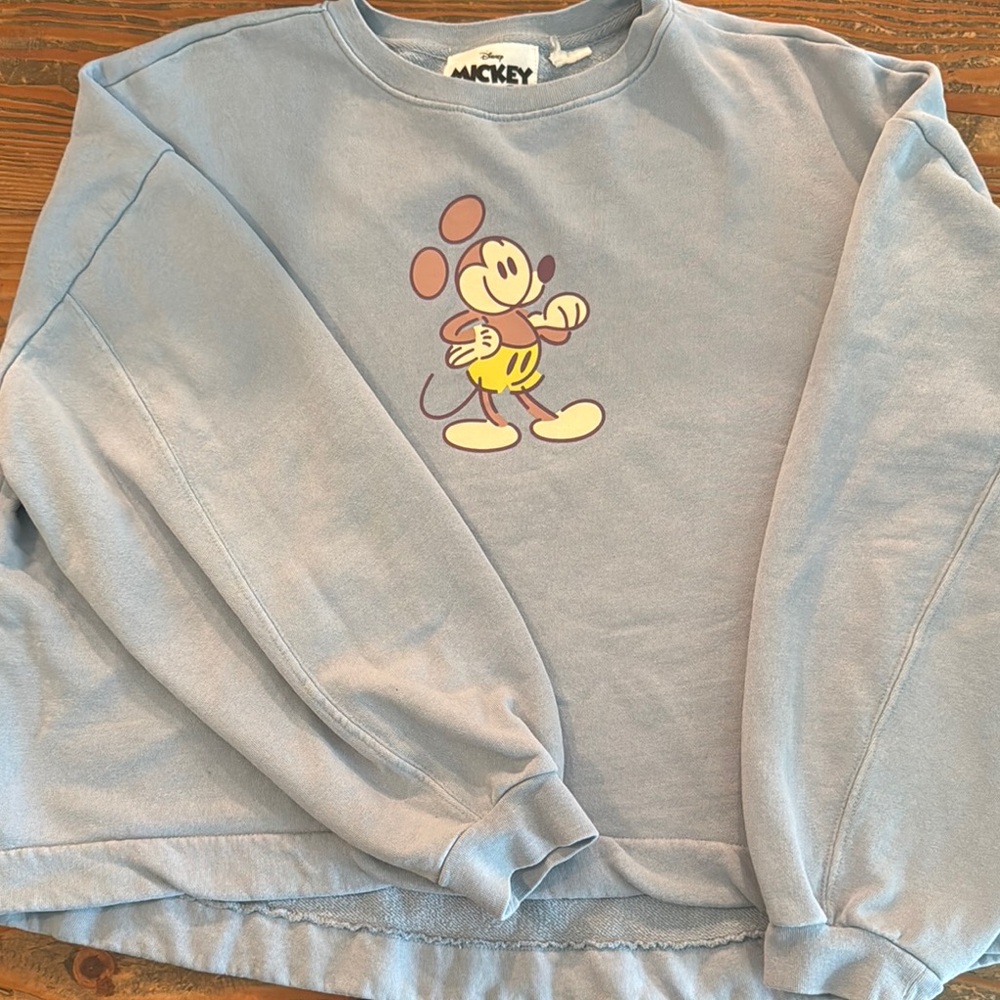 Disney Blue Crewneck Sweater with Mickey Mouse Design